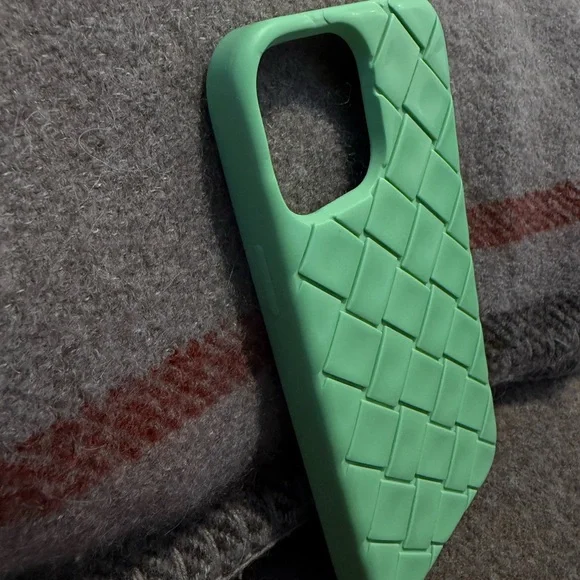 Bottega Veneta Green Woven Phone Case